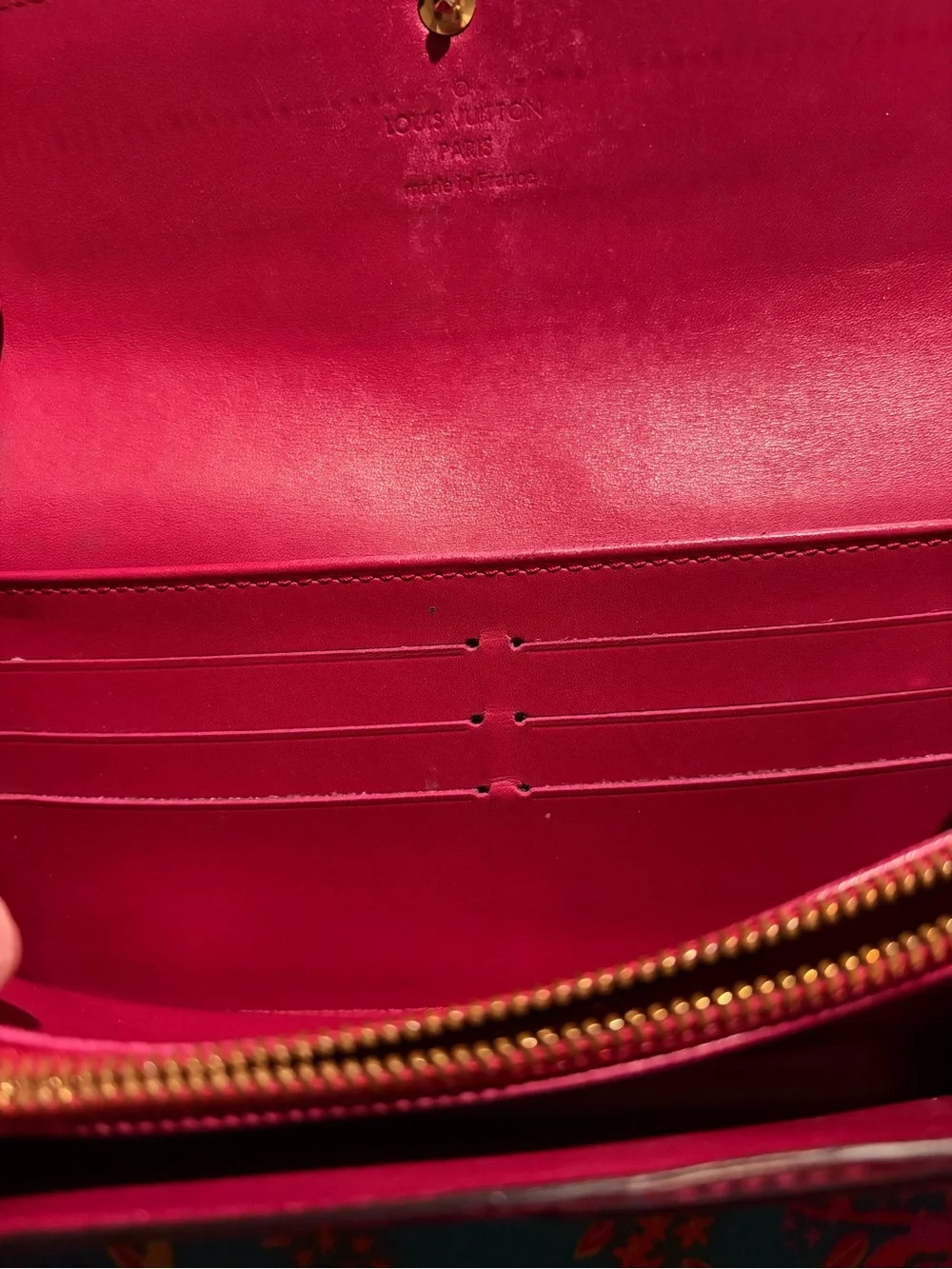 Louis Vuitton Red Vernis Embossed Long Wallet